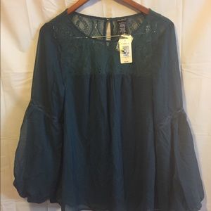 Teal Blouse, lined with bell sleeves